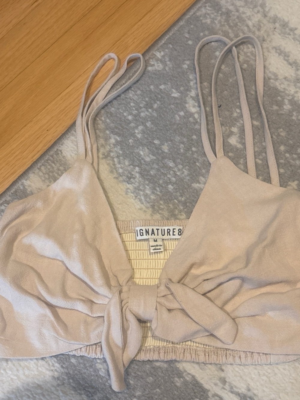 Signature8 Beige Tie-Front Crop Top